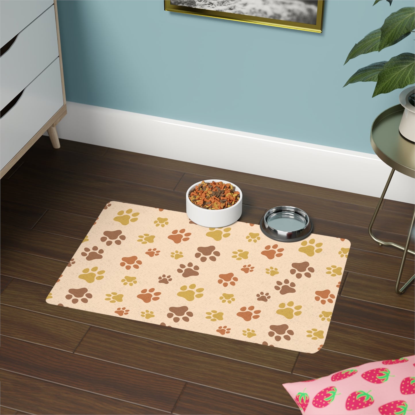 Paw Print Pet Food Mat (12x18) — Non-Slip Feeding Mat for Cats & Dogs