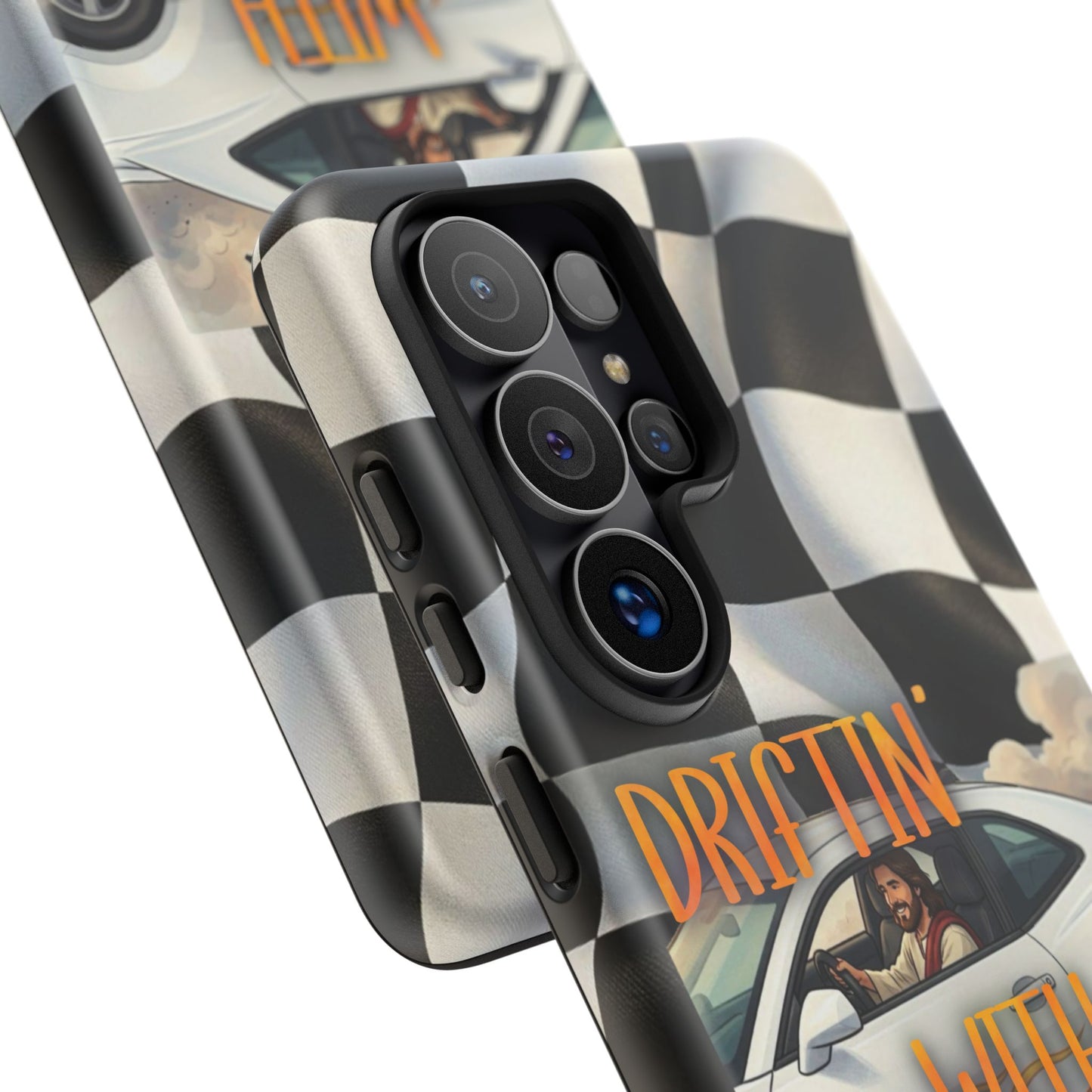Phone Case — "Driftin' With Jesus" Racing Crosscheck Design - Samsung/ Google phones