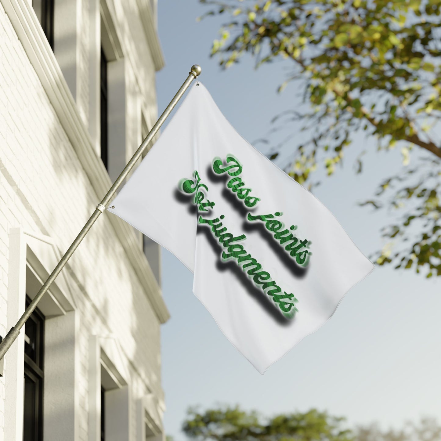 Double-Sided Decorative Flag — "Pass Joints Not Judgments" Stoner Garden Banner