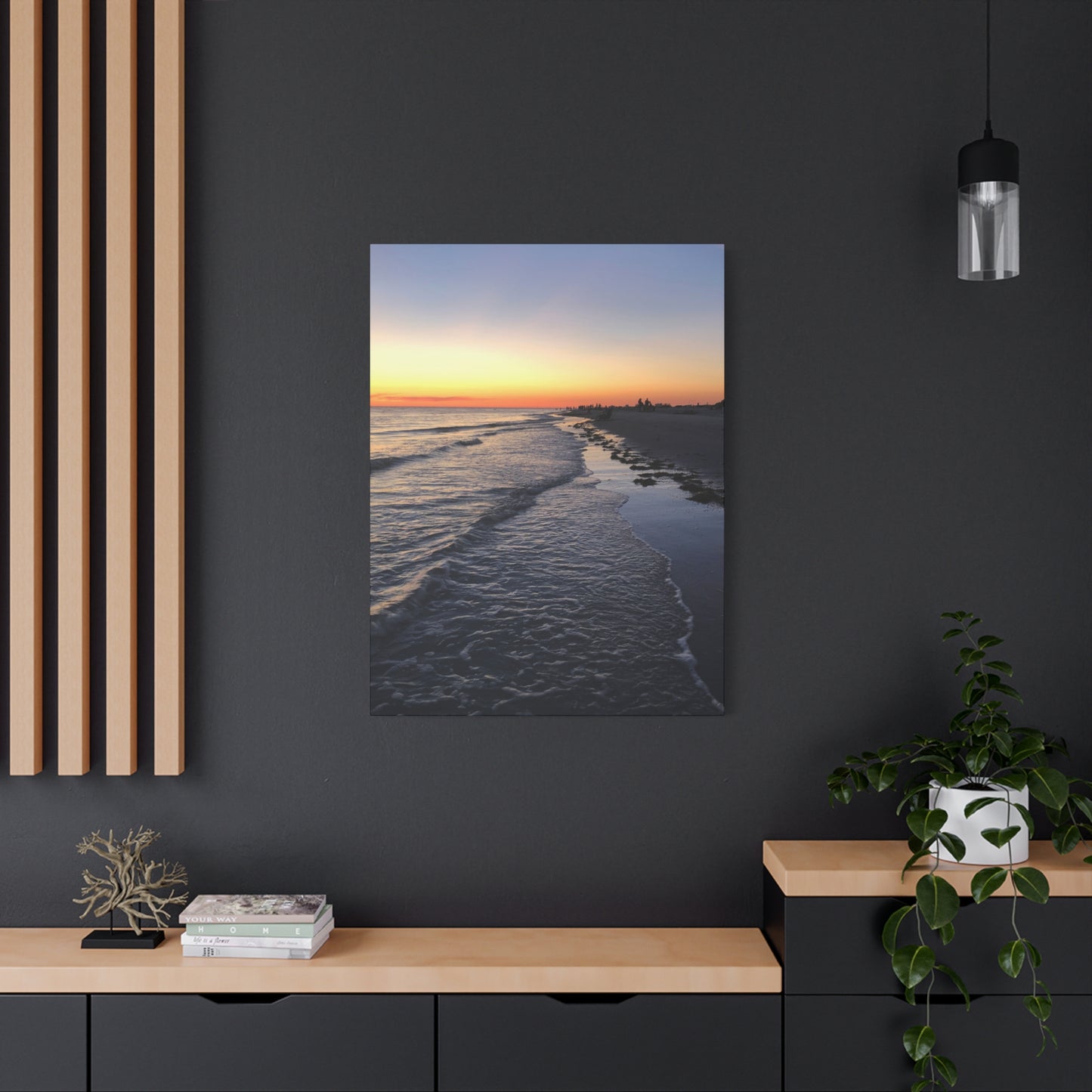Sunset Beach Canvas Print — Coastal Wall Art for Living Room & Bedroom