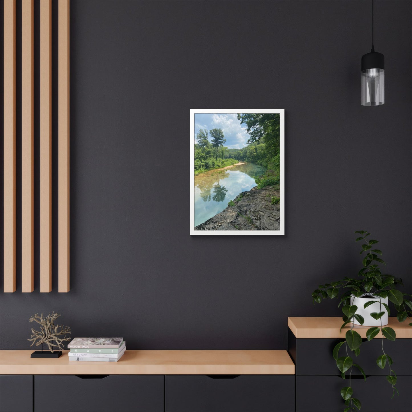 Framed Nature Poster — Serene River Landscape Wall Art
