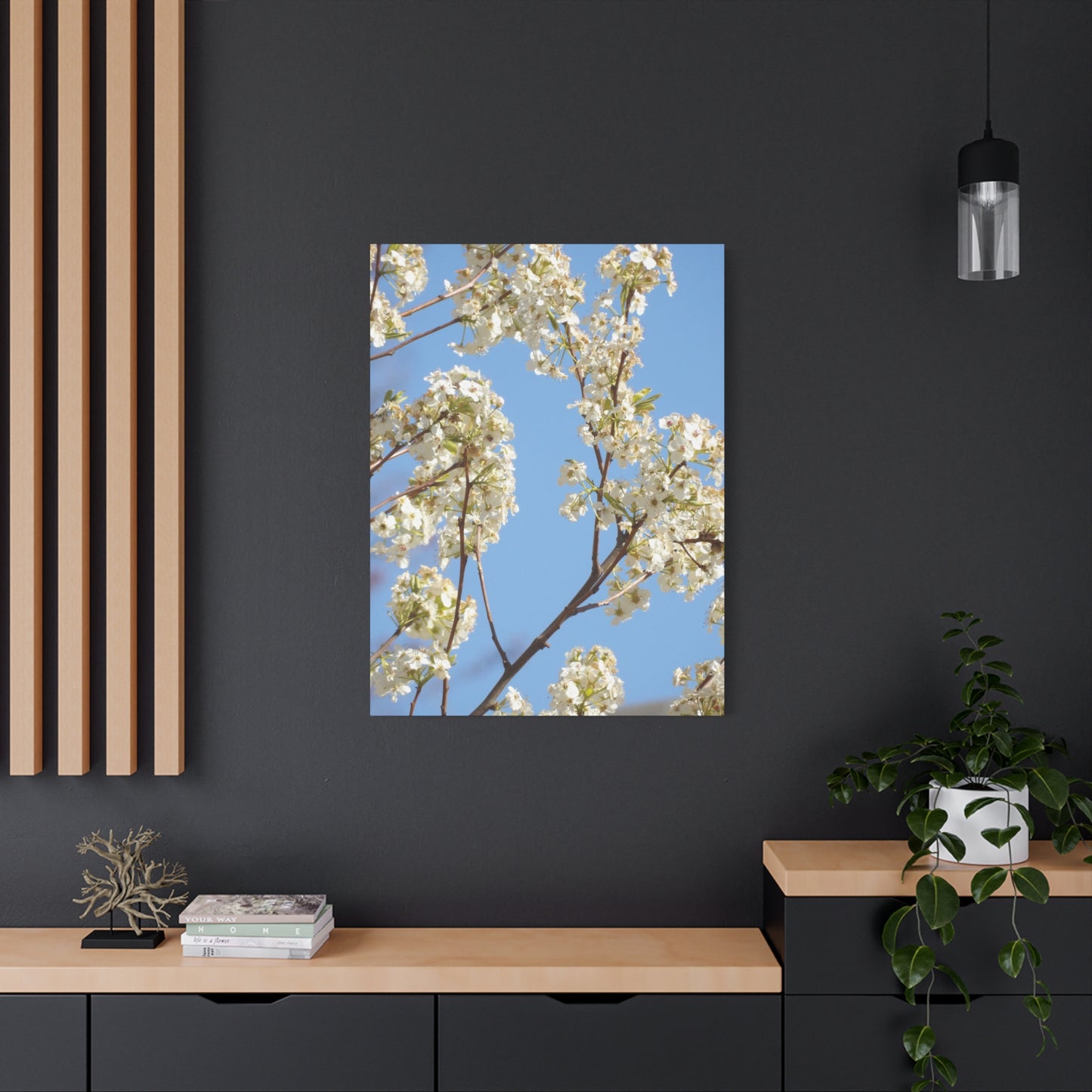 Blossom Branch Canvas Print — Spring White Flower Wall Art