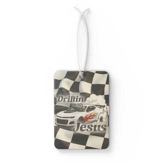 Car Air Freshener — "Driftin' with Jesus" Racing Checkered Scent
