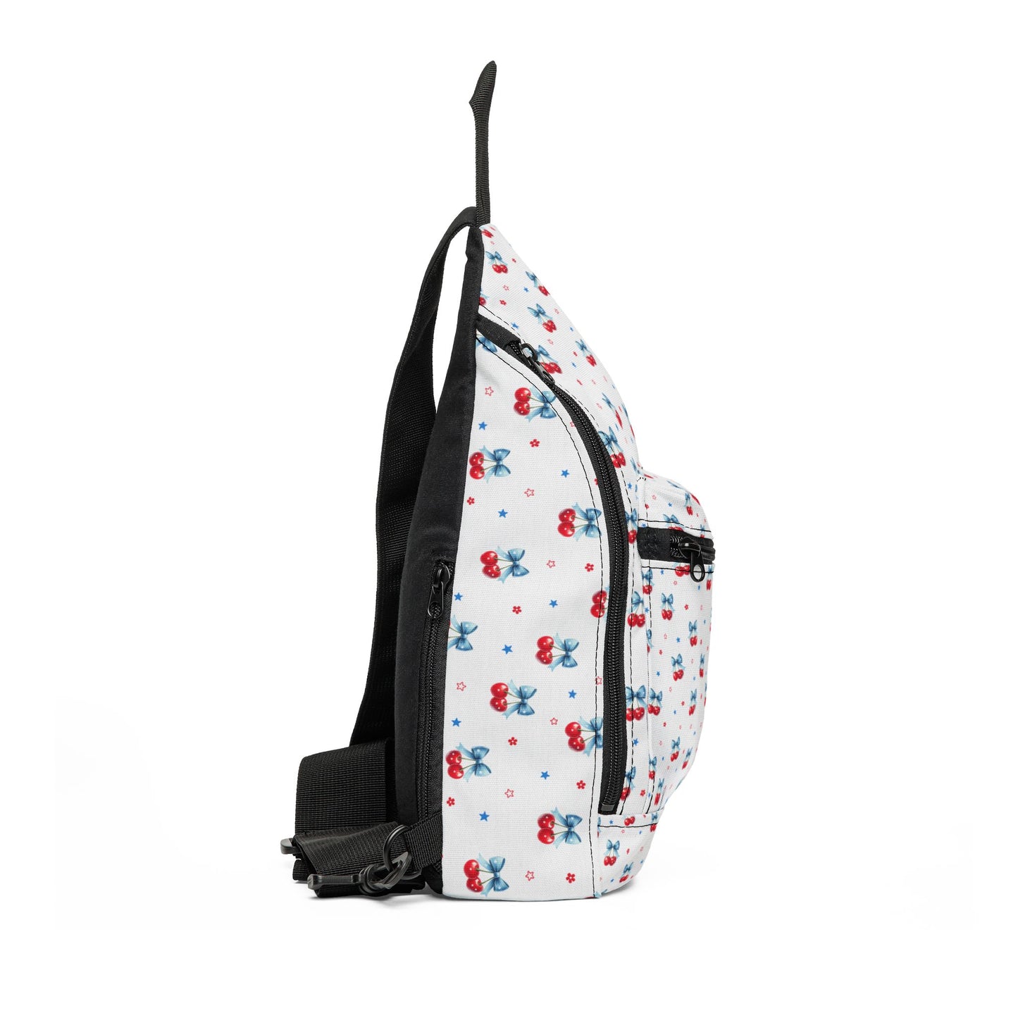 Cute Red & Blue cherry Pattern Sling Bag – Lightweight Crossbody Backpack