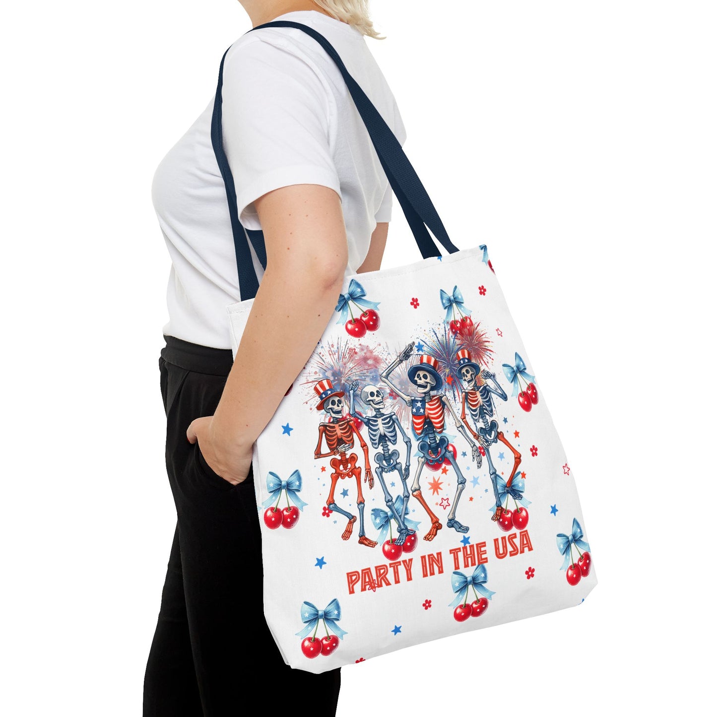 Patriotic Skeletons Tote Bag — "Party in the USA" 4th of July All-Over Print