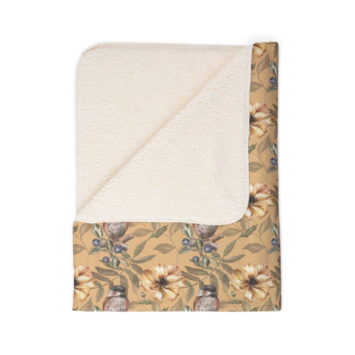 Vintage Floral Sherpa Blanket – Cozy Botanical Throw