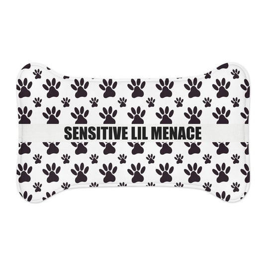 Sensitive Lil Menace Pet Feeding Mat — Paw Print Non-Slip Dog & Cat Placemat