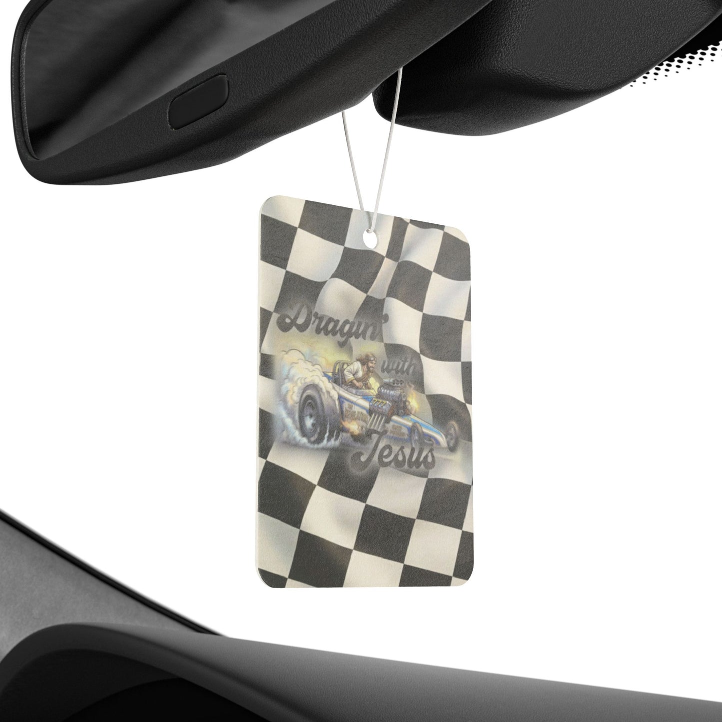 Racing Checkered 'dragin with Jesus' Car Air Freshener