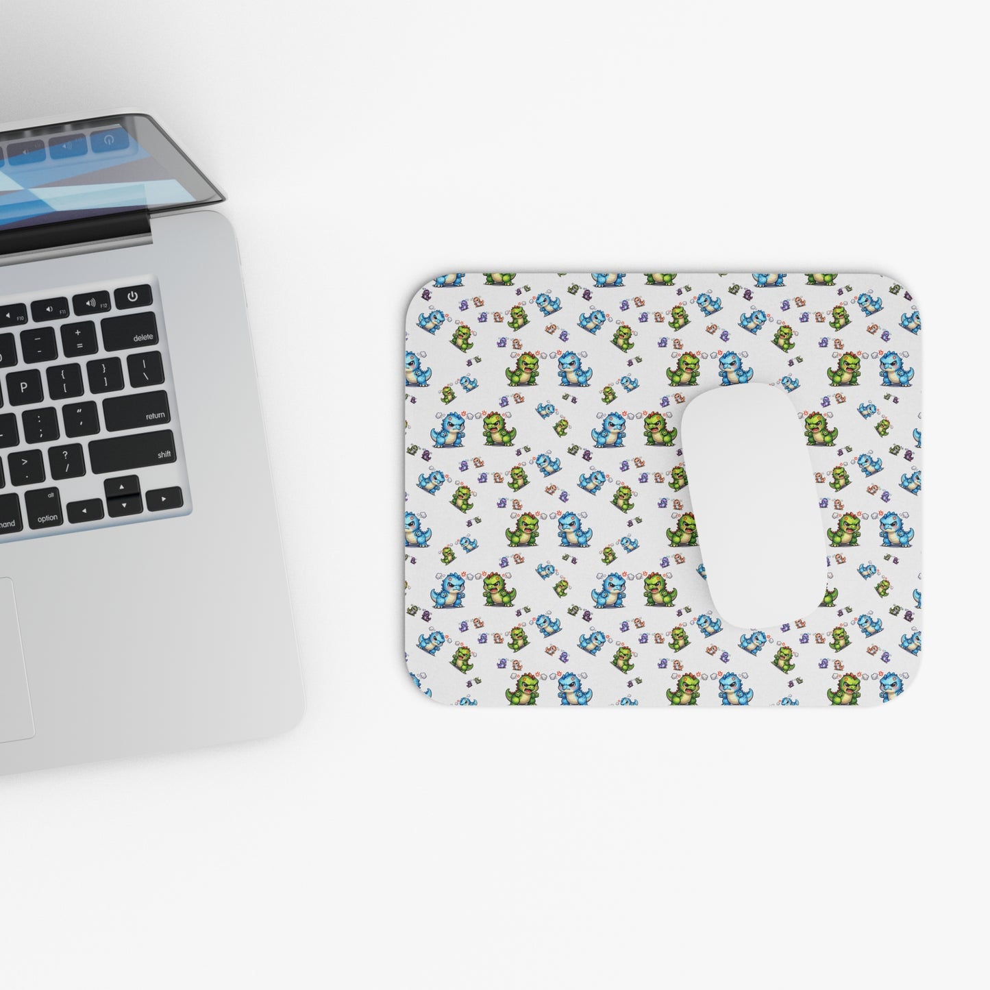 Cute Pixel Dino Pattern Mouse Pad – Retro Gaming Desk Mat
