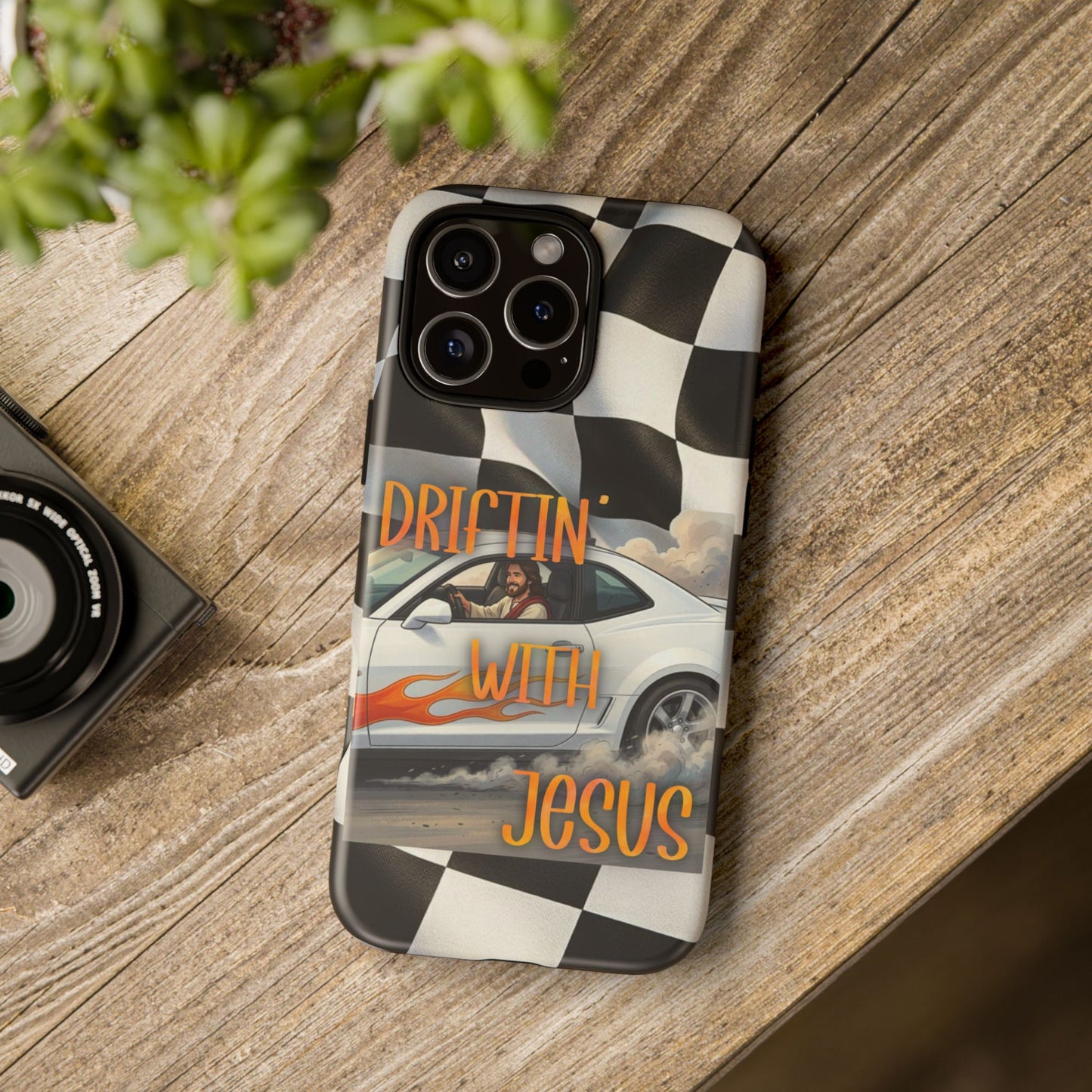 Phone Case — "Driftin' with Jesus" Racing Flag Design- iPhone