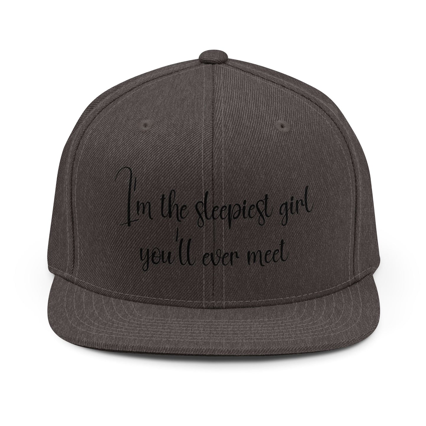 Sleepiest Girl Snapback Hat — Cute Script Slogan Cap