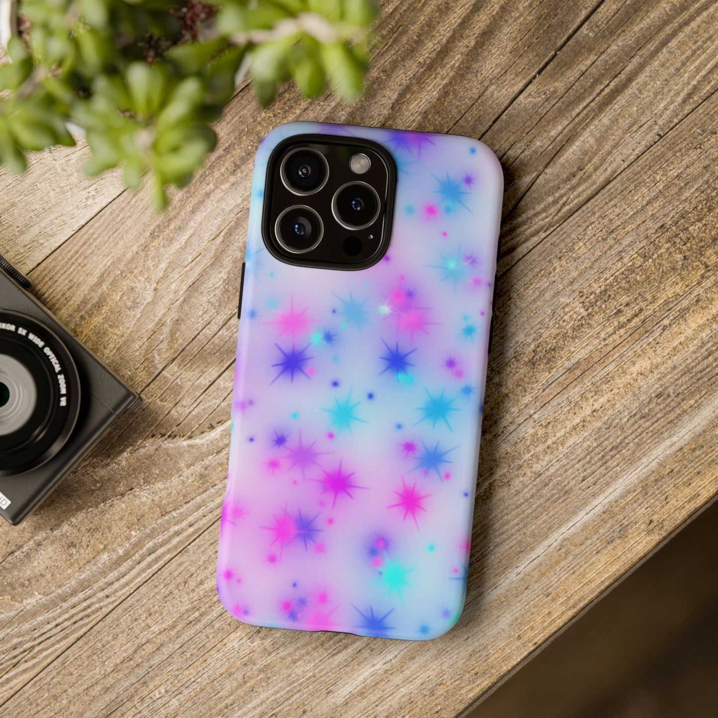 Galaxy Starburst Tough Phone Case — Pastel Pink & Blue Sparkle Protective Cover