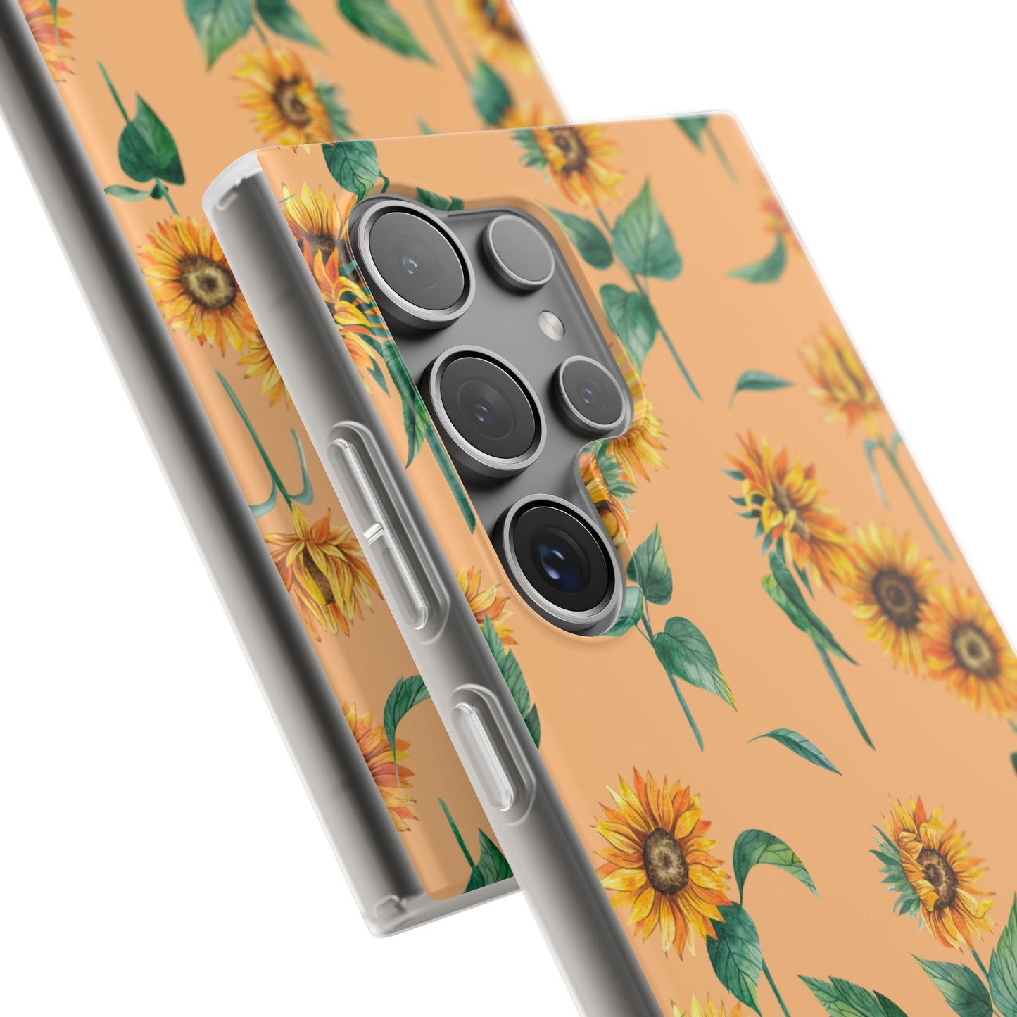 Sunflower Pattern Phone Case — Floral Peach Slim Flexi Case