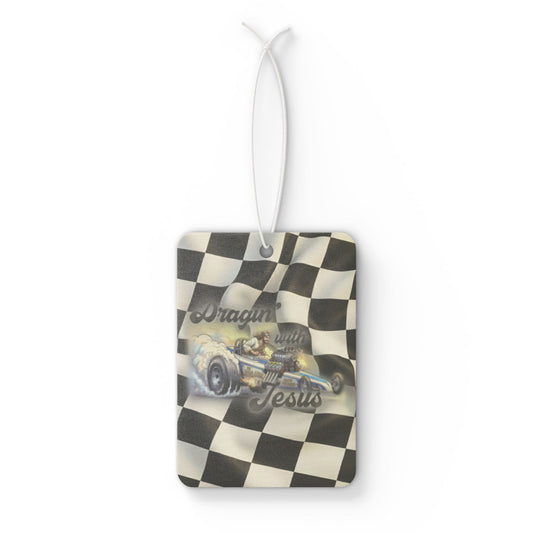 Racing Checkered 'dragin with Jesus' Car Air Freshener