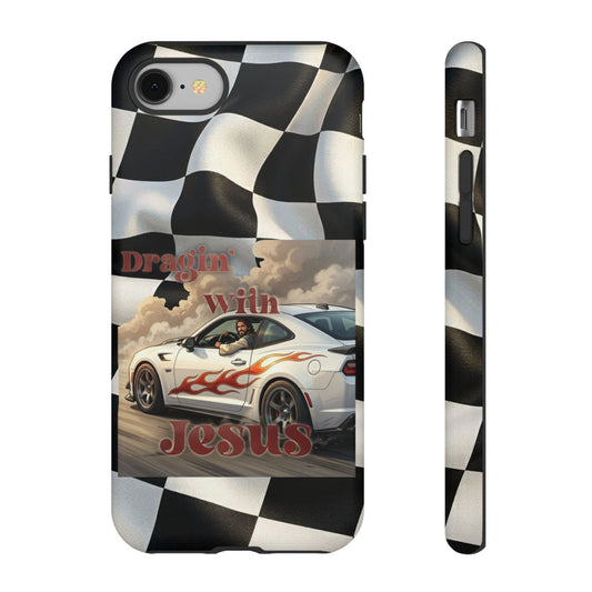 Phone Case — 'Dragin' With Jesus' Racing Checkered Design - iPhone