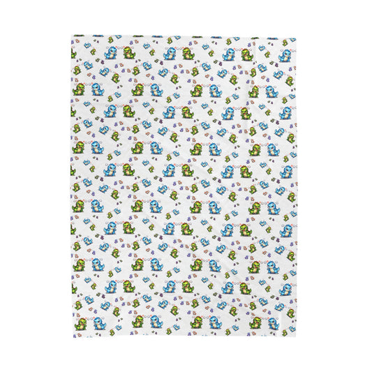 Plush Blanket — Cute Dino Pattern Velveteen Throw