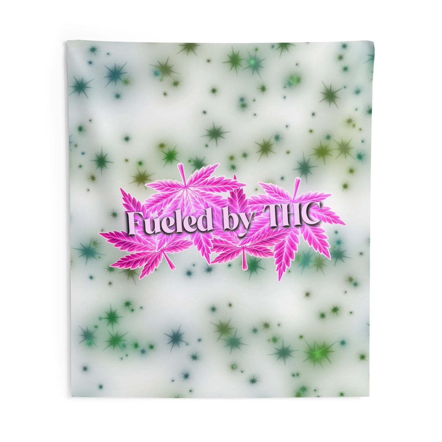 Tapestry - "Fueled by THC" Pink Cannabis Leaf Wall Hanging