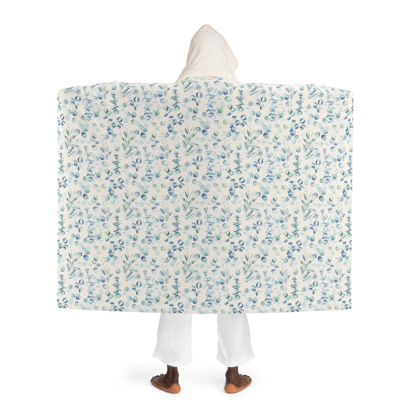 Hooded Sherpa Blanket – Blue Eucalyptus Fleece Throw