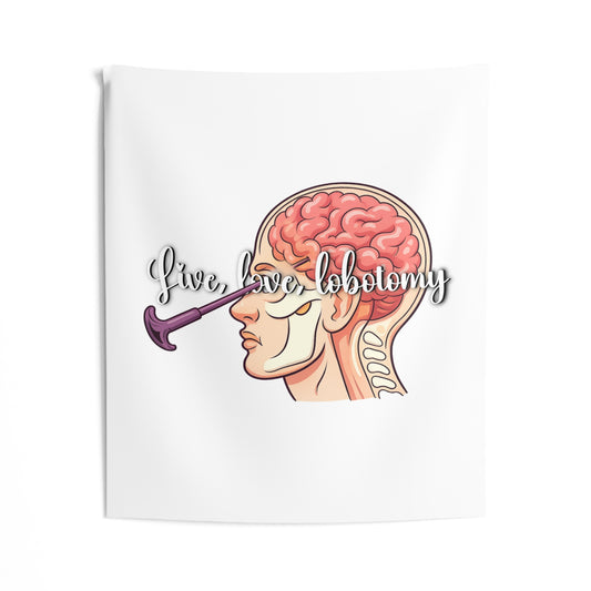 Lobotomy Anatomy Tapestry — "Live, Love, Lobotomy" Brain Art Wall Hanging