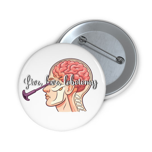 Lobotomy Brain Illustration Pin Button – Retro Anatomy Enamel-Style Badge