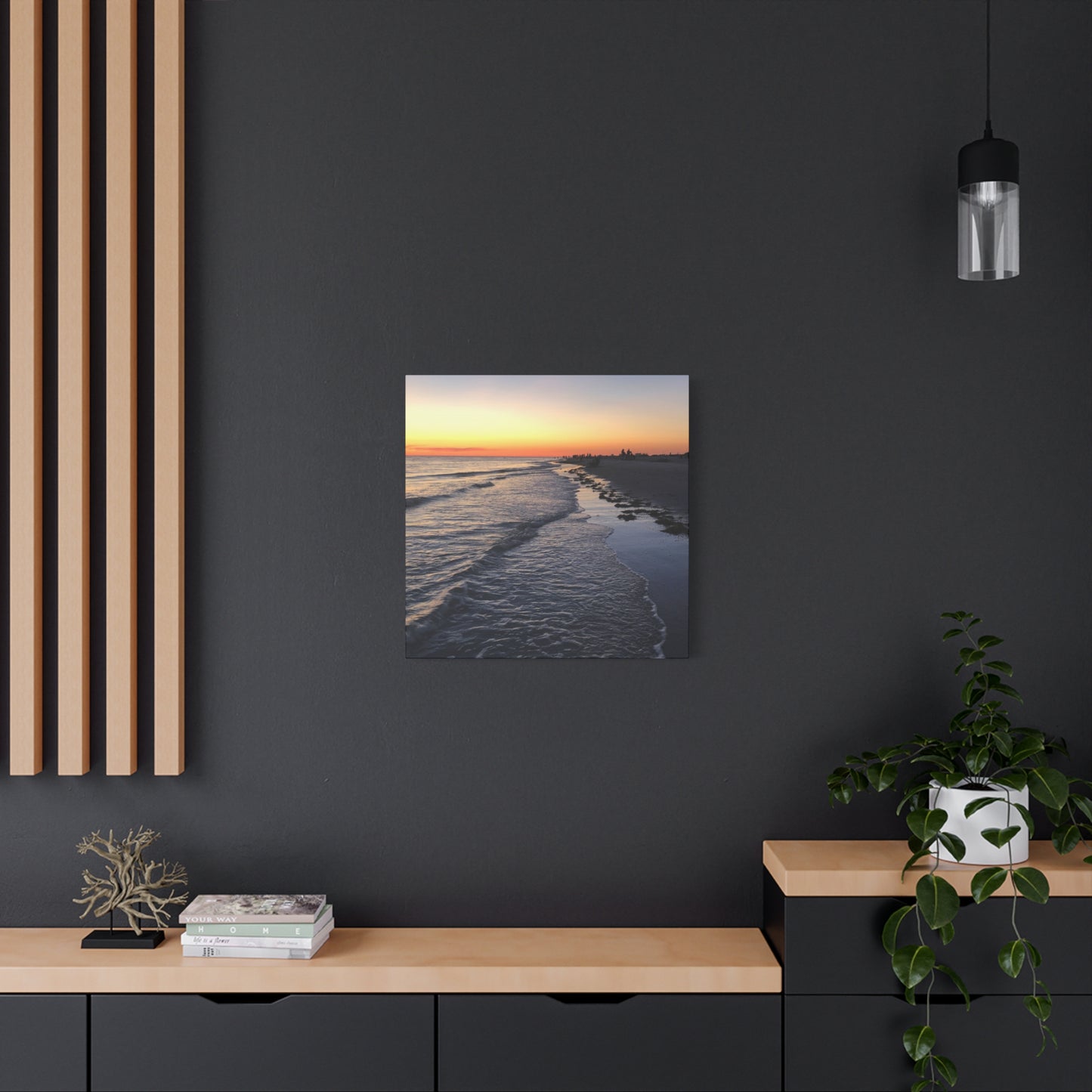 Sunset Beach Canvas Print — Coastal Wall Art for Living Room & Bedroom