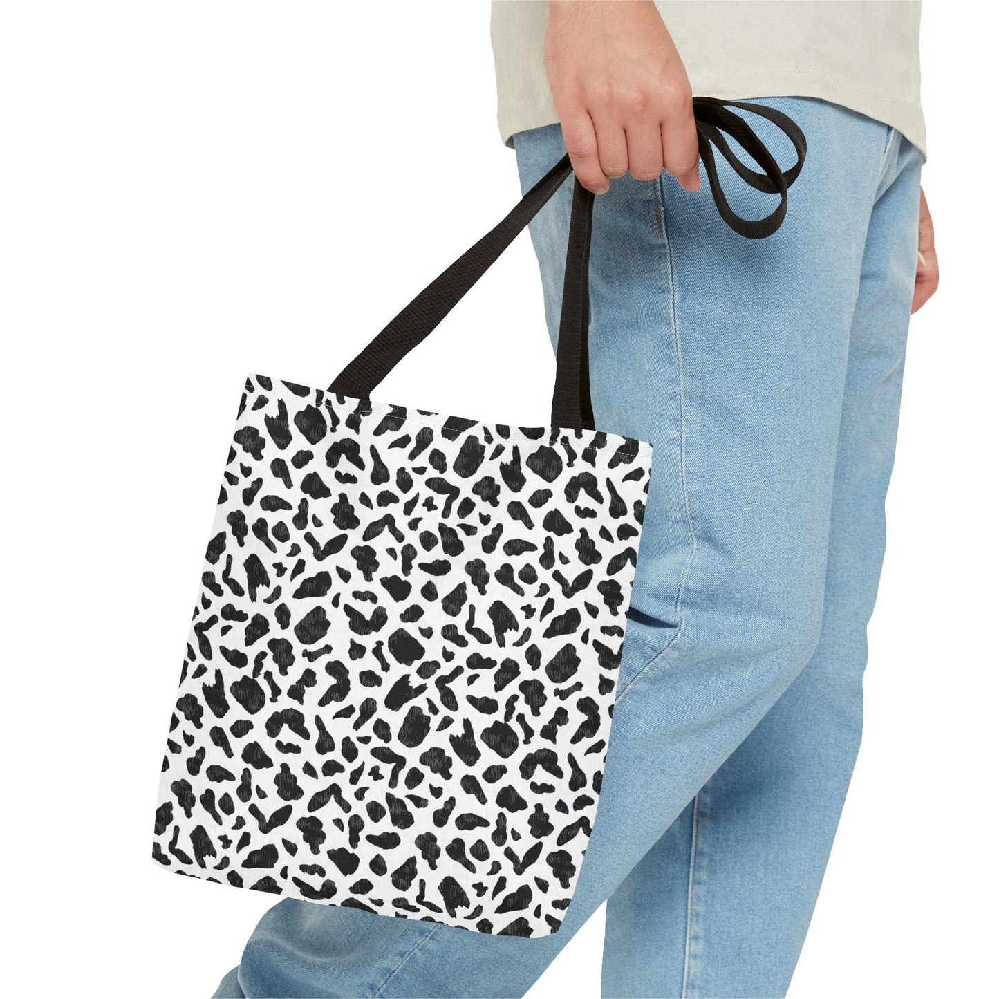 Cow Print Tote Bag – Black & White AOP Canvas Tote