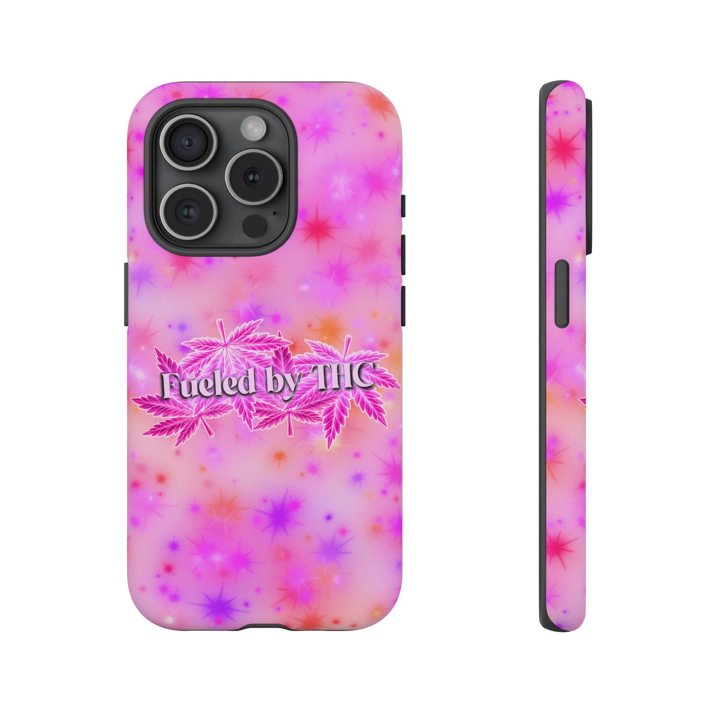 Fueled by THC Phone Case — Pink Cannabis Leaf Protective Case