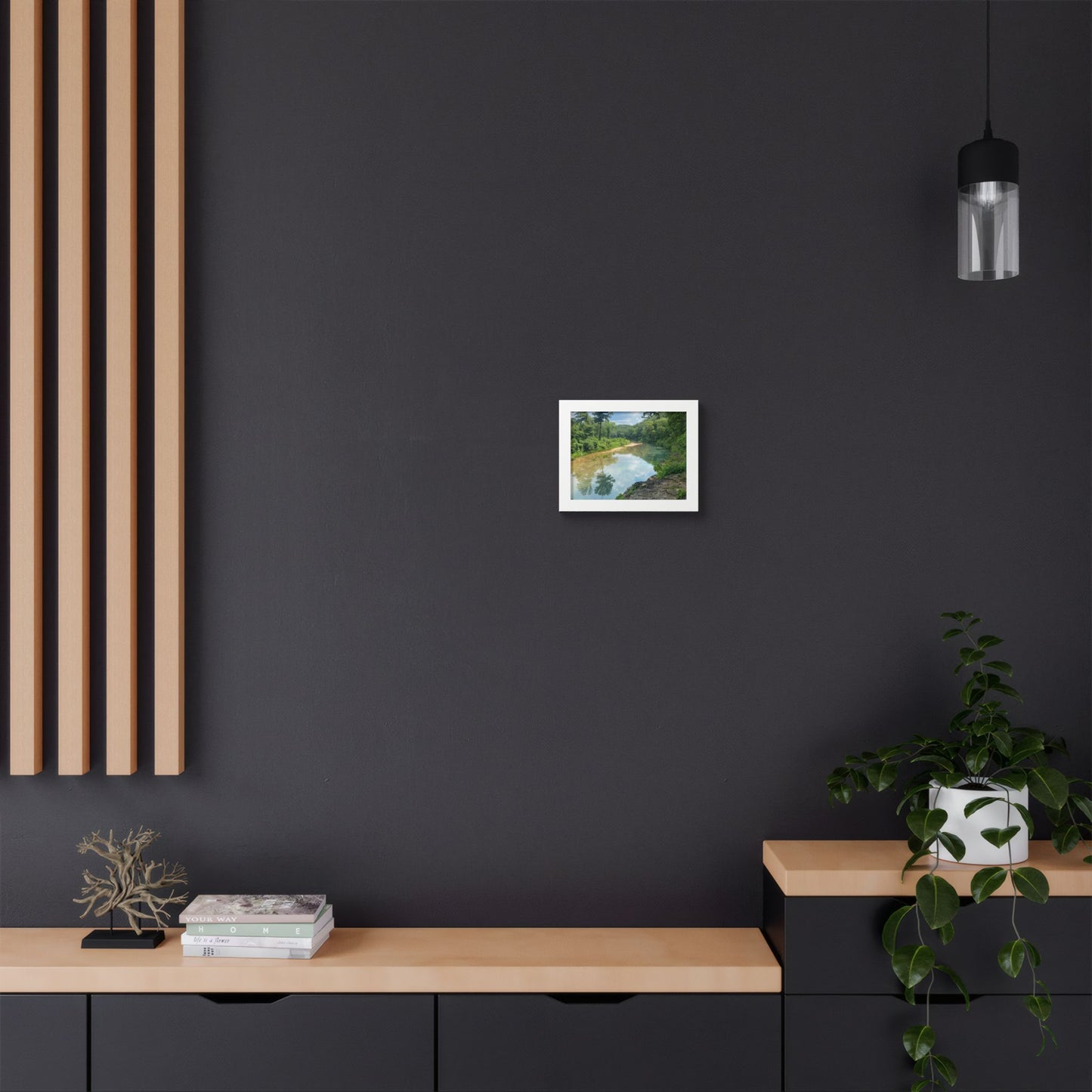 Framed Nature Poster — Serene River Landscape Wall Art