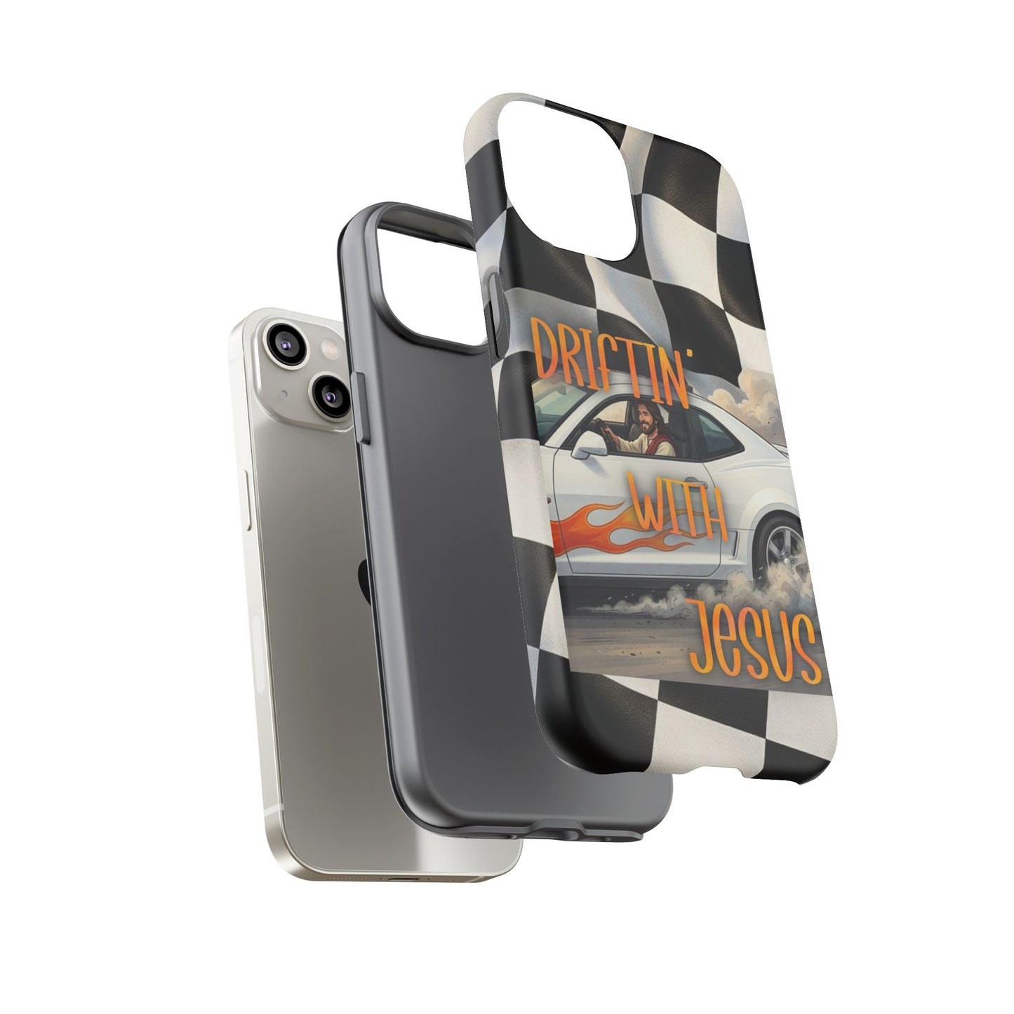 Phone Case — "Driftin' with Jesus" Racing Flag Design- iPhone