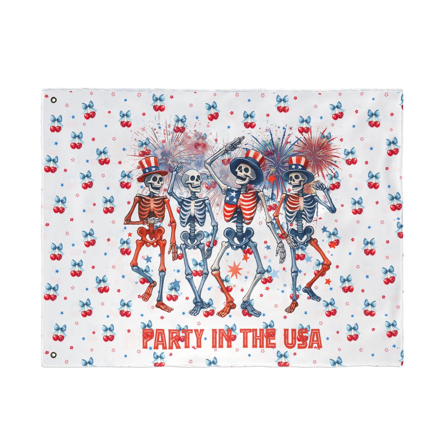 Party in the USA Skeletons Double-Sided Flag — 4th of July Patriotic Decor