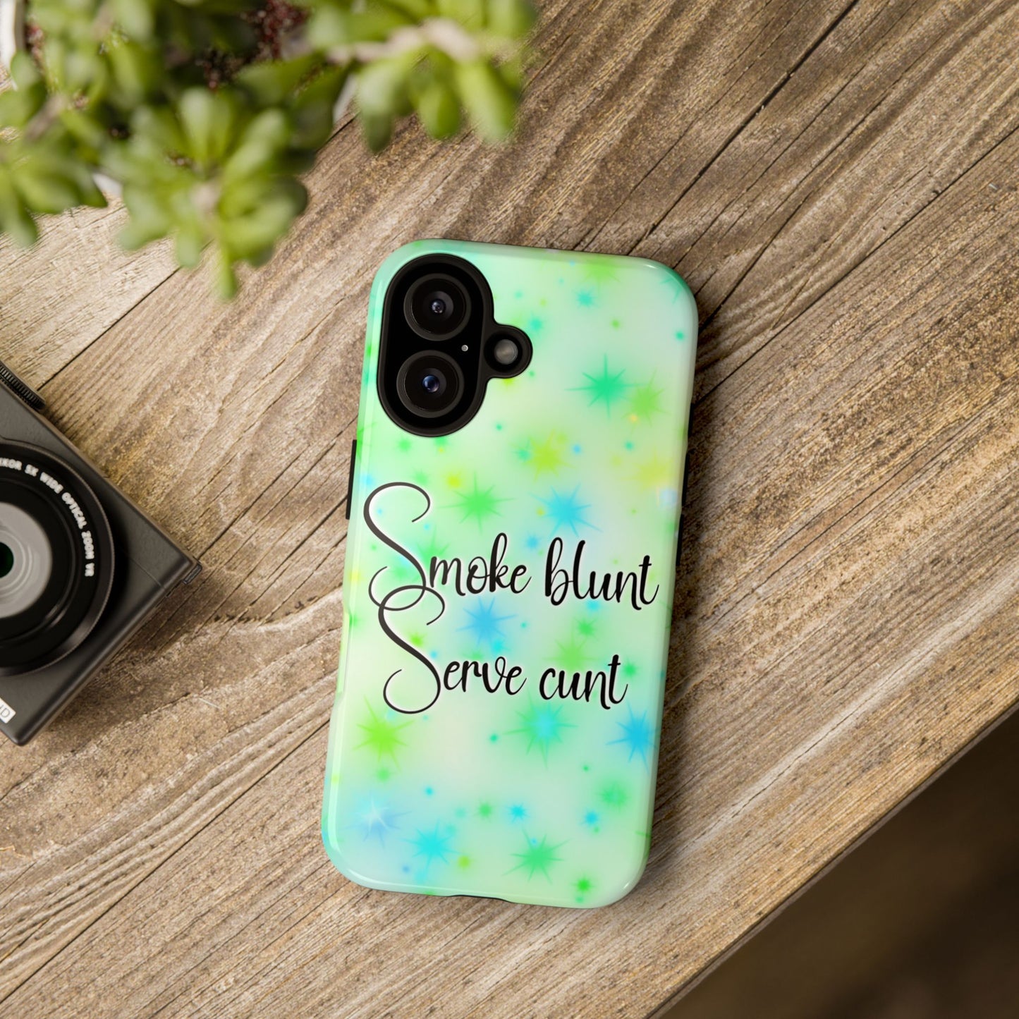 Phone Case — "Smoke blunt, Serve cunt" Green Starburst Tough Case