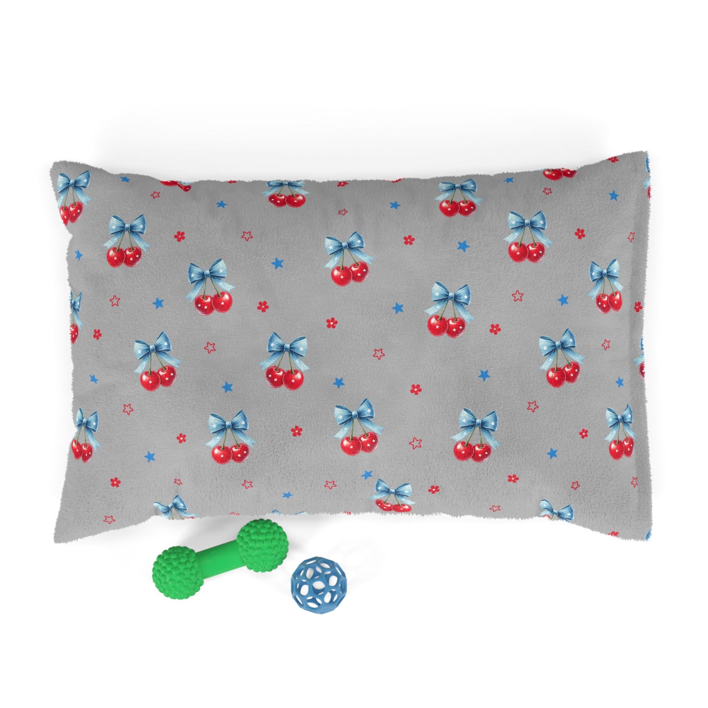 Cherry Bow Pet Bed — Soft Plush Dog & Cat Cushion