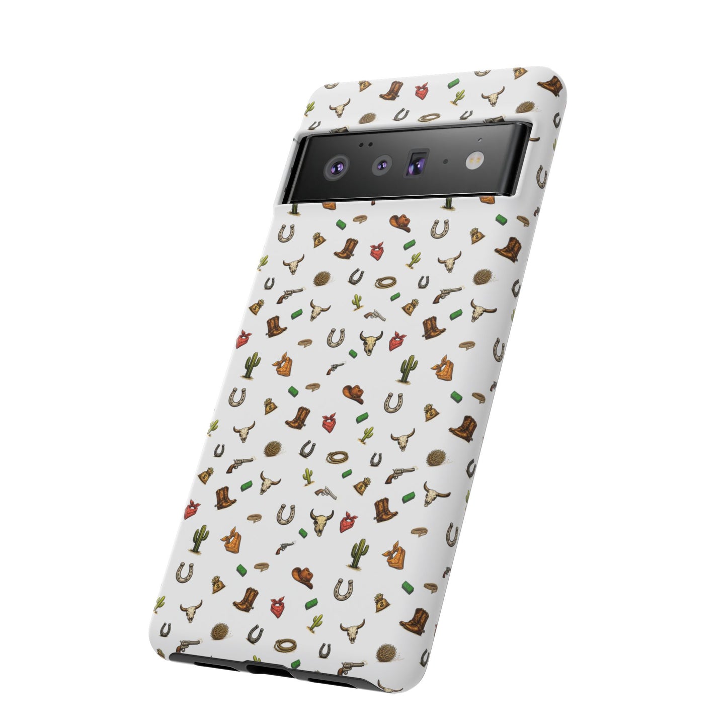 Western Pattern Phone Case — Cowboy Boots, Hats, Horseshoes & Cactus Tough Case