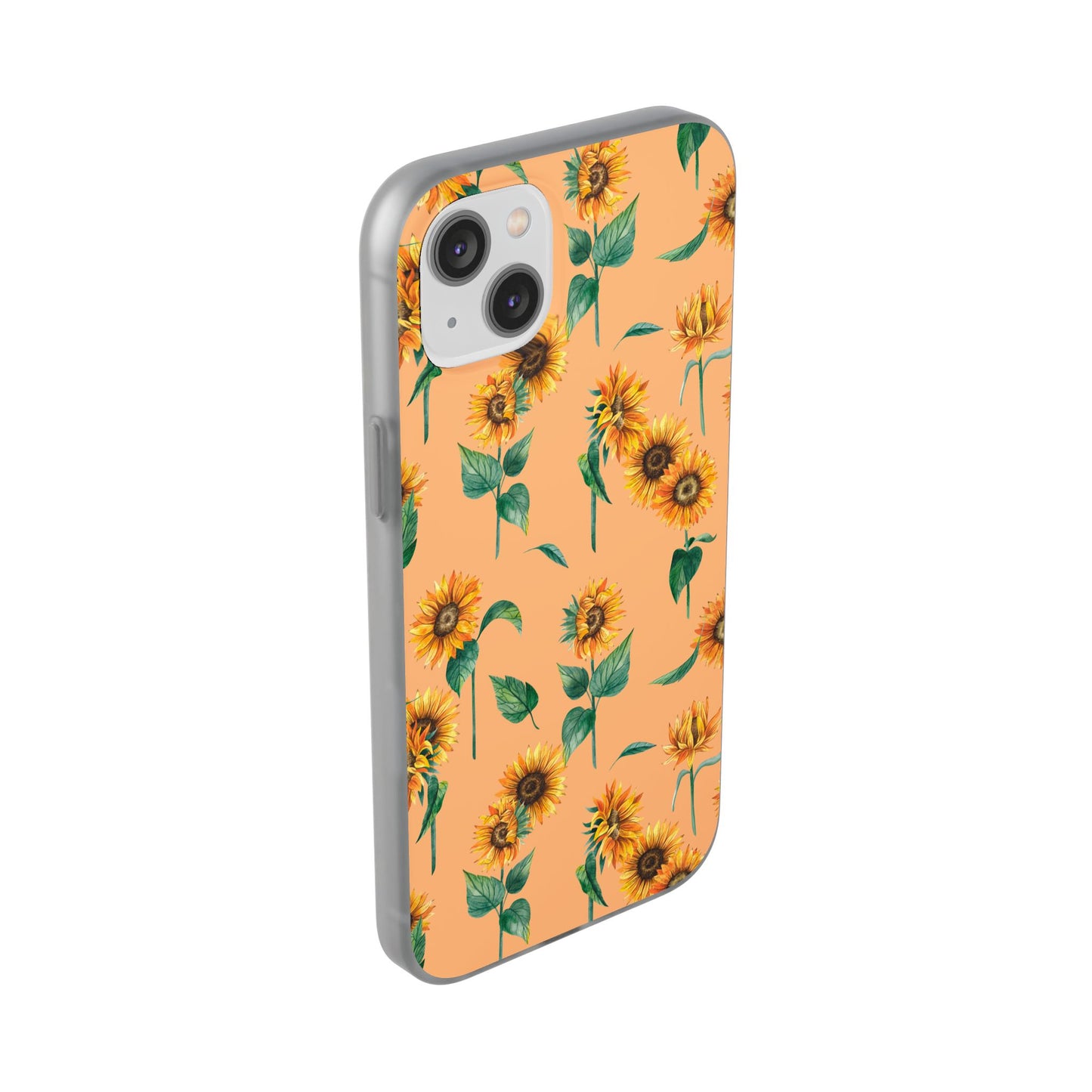 Sunflower Pattern Flexi Case — Floral Phone Case on Peach Background