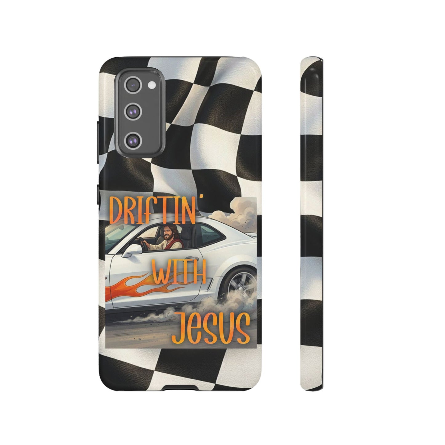 Phone Case — "Driftin' With Jesus" Racing Crosscheck Design - Samsung/ Google phones