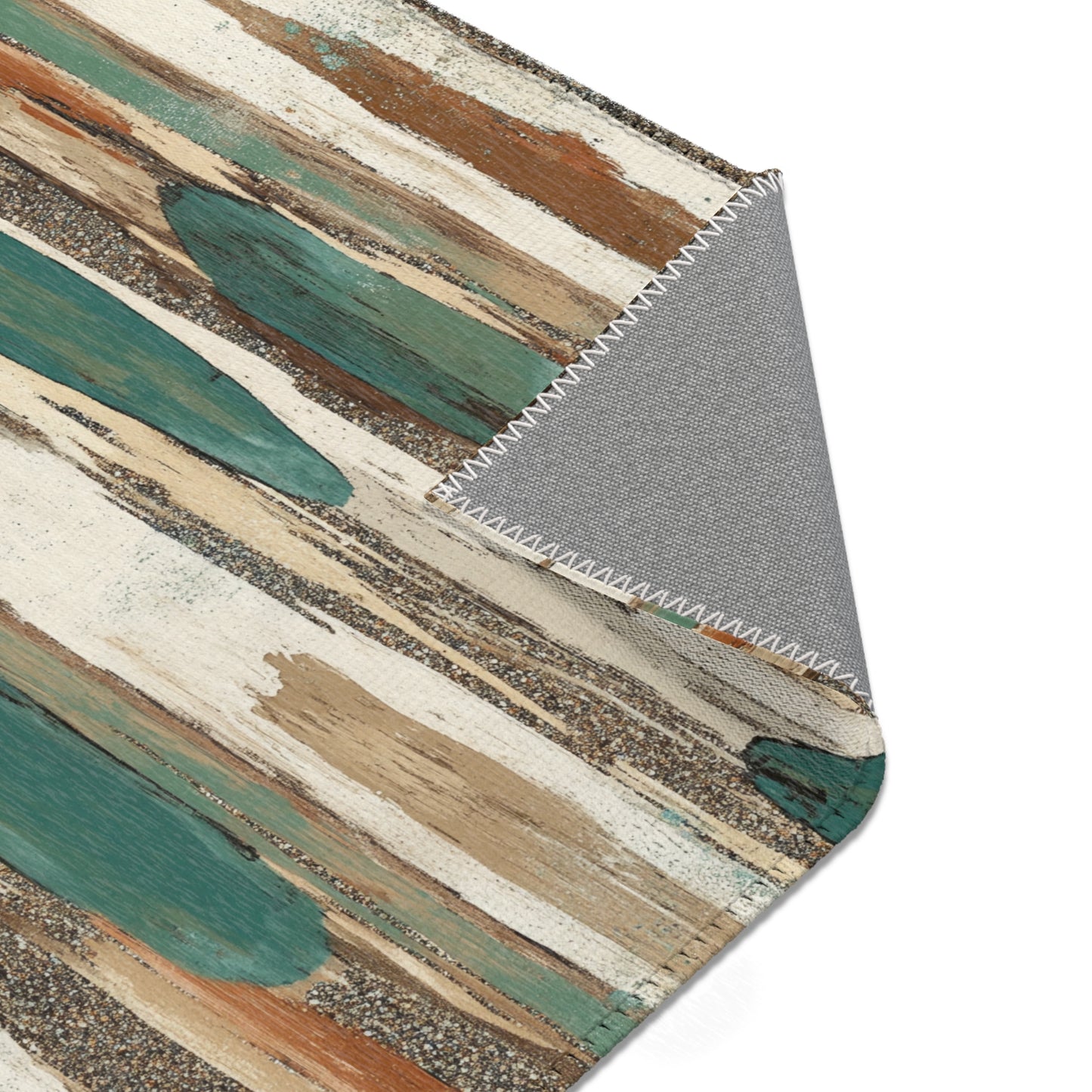 Boho Teal & Rust Brushstroke Area Rug