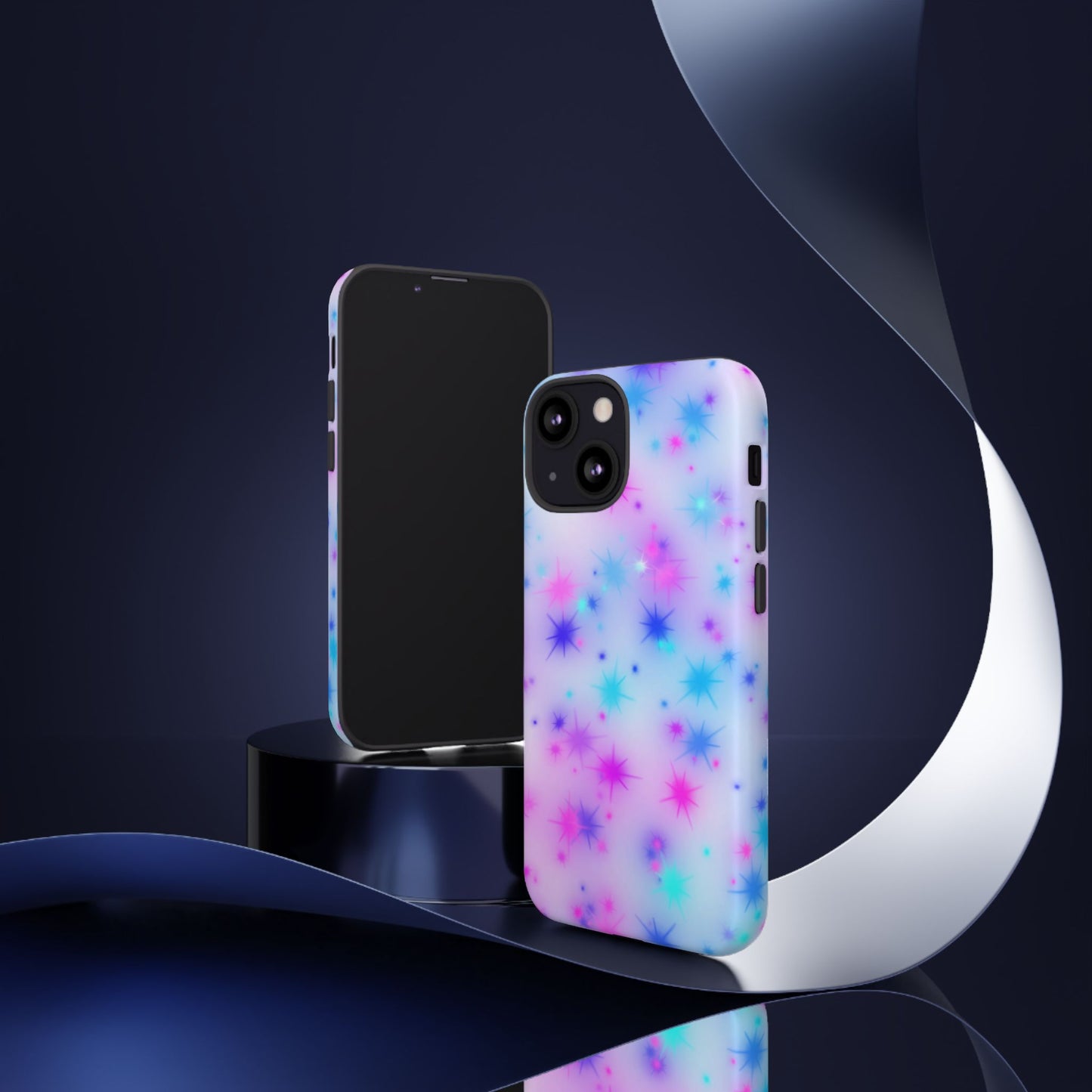 Galaxy Starburst Tough Phone Case — Pastel Pink & Blue Sparkle Protective Cover