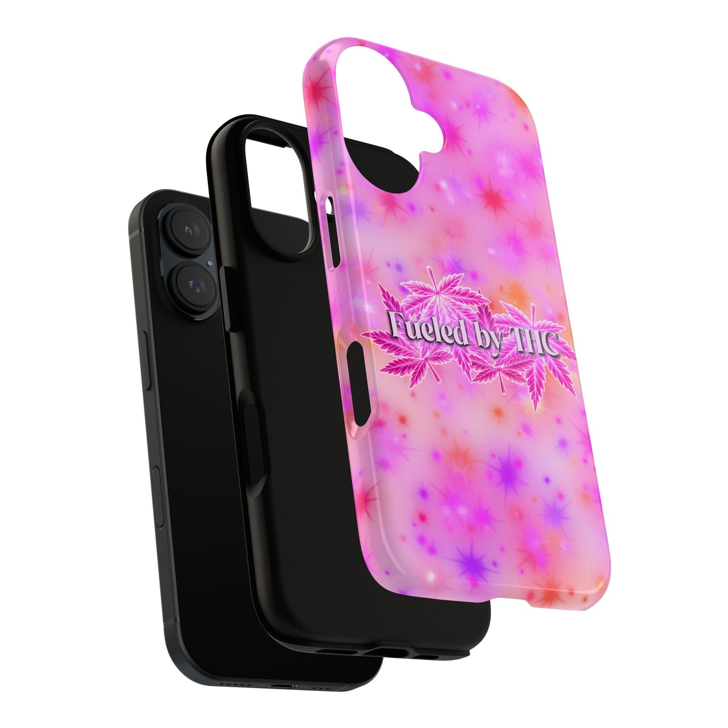 Fueled by THC Phone Case — Pink Cannabis Leaf Protective Case