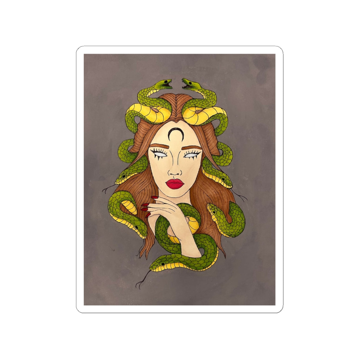 Medusa Portrait Sticker — Vintage Snake Goddess Kiss-Cut Sticker