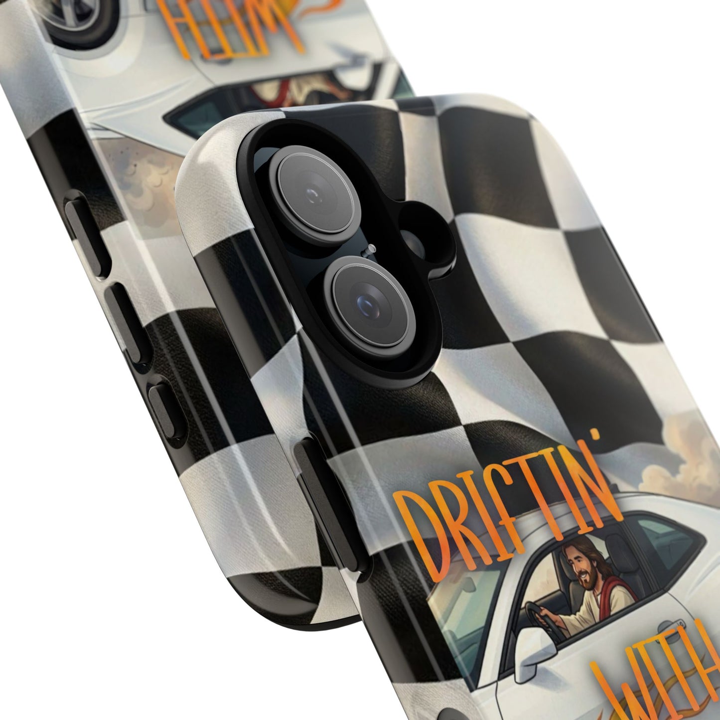 Phone Case — "Driftin' with Jesus" Racing Flag Design- iPhone