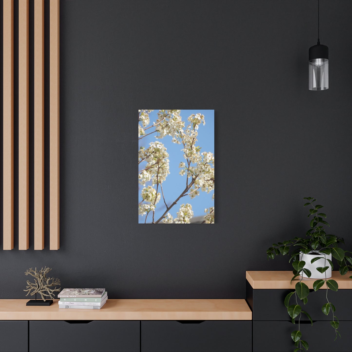 Blossom Branch Canvas Print — Spring White Flower Wall Art