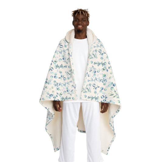 Hooded Sherpa Blanket – Blue Eucalyptus Fleece Throw