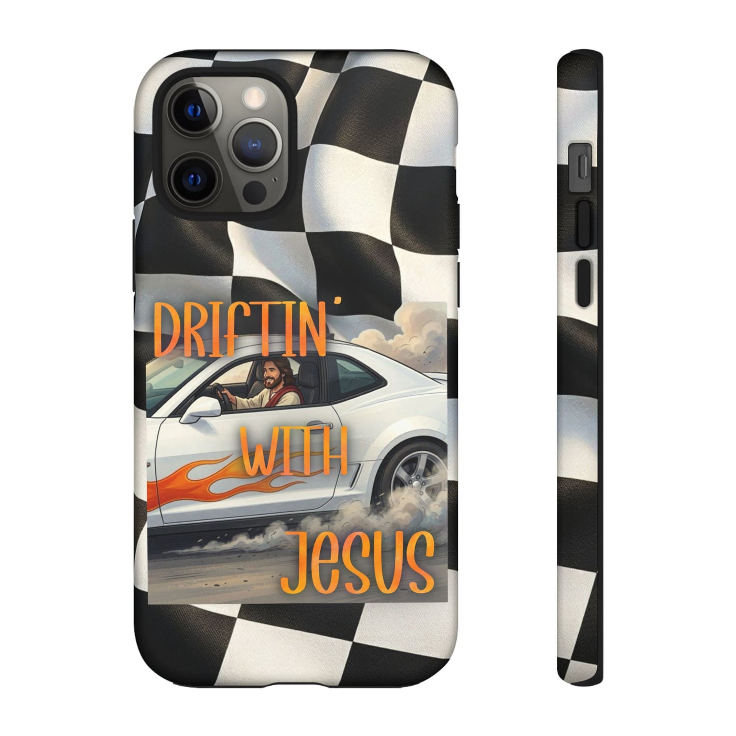 Phone Case — "Driftin' with Jesus" Racing Flag Design- iPhone