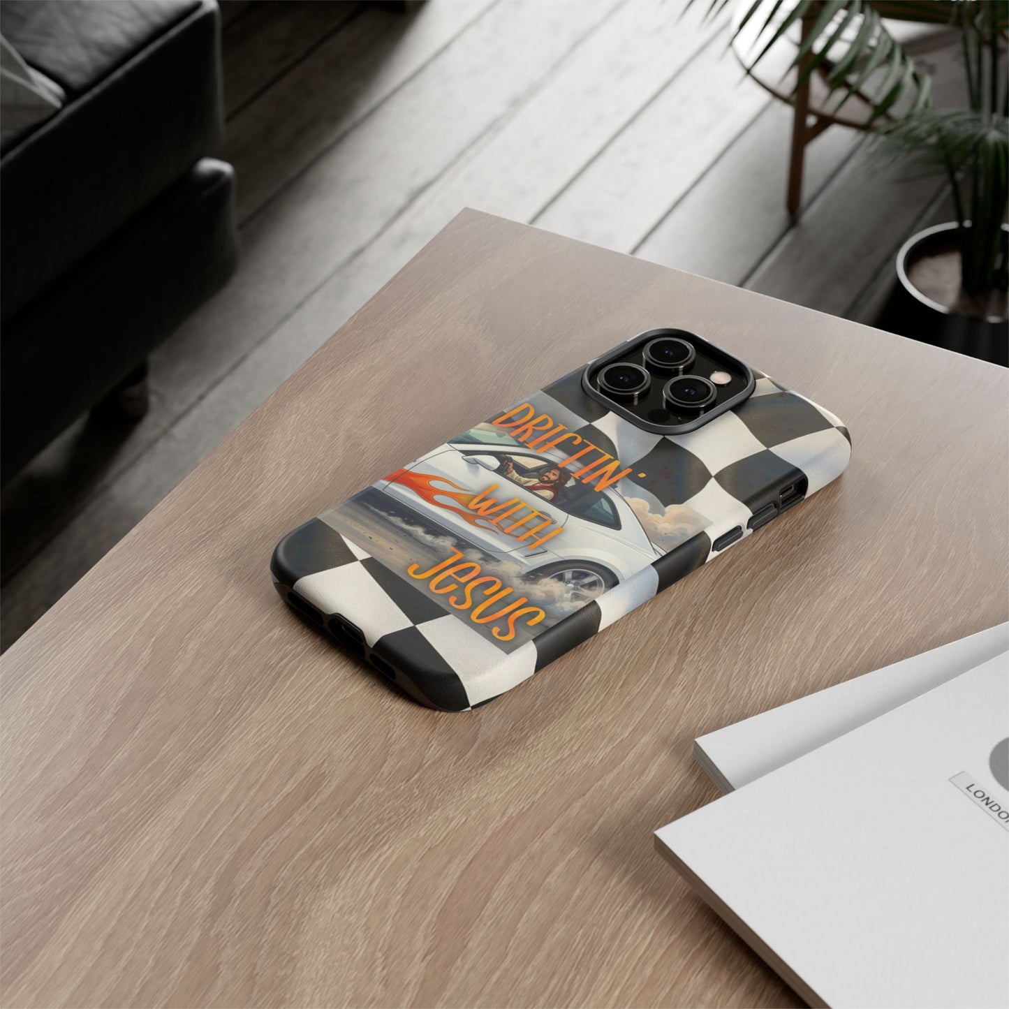 Phone Case — "Driftin' with Jesus" Racing Flag Design- iPhone