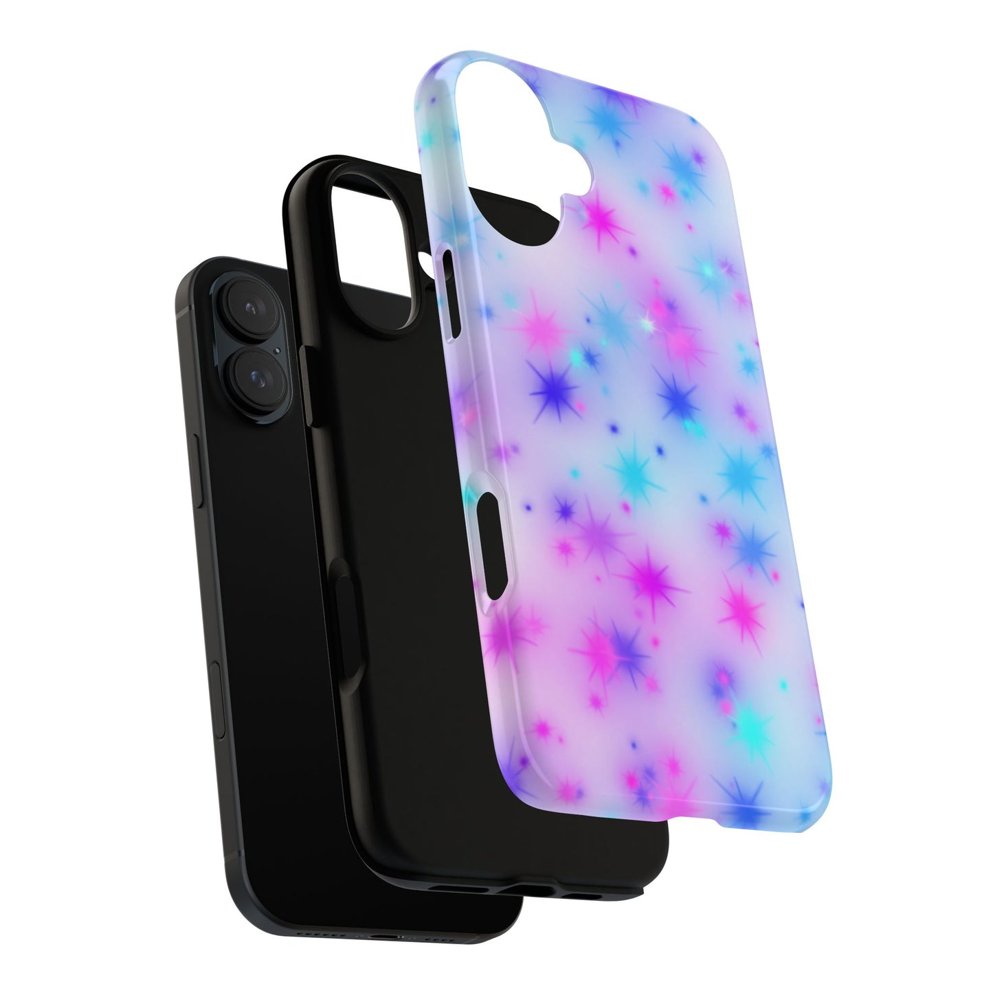 Galaxy Starburst Tough Phone Case — Pastel Pink & Blue Sparkle Protective Cover