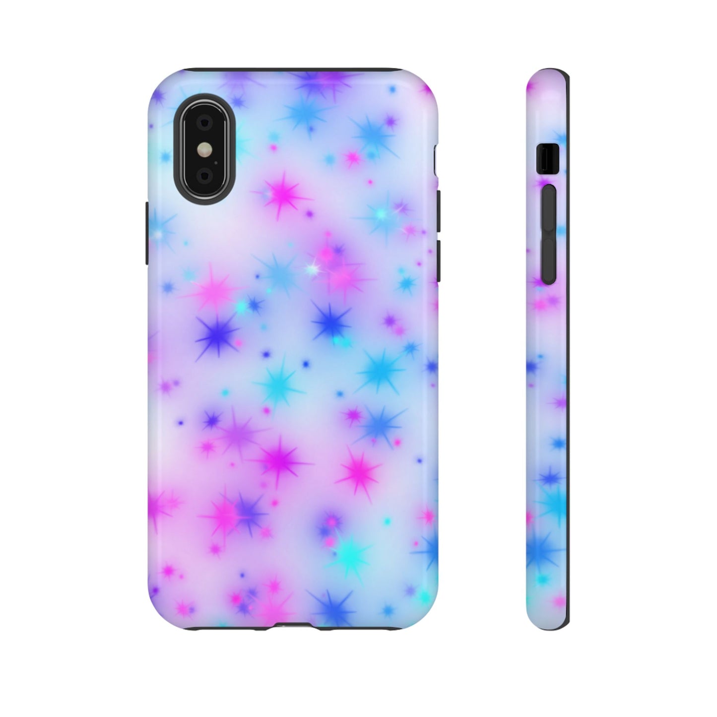 Galaxy Starburst Tough Phone Case — Pastel Pink & Blue Sparkle Protective Cover