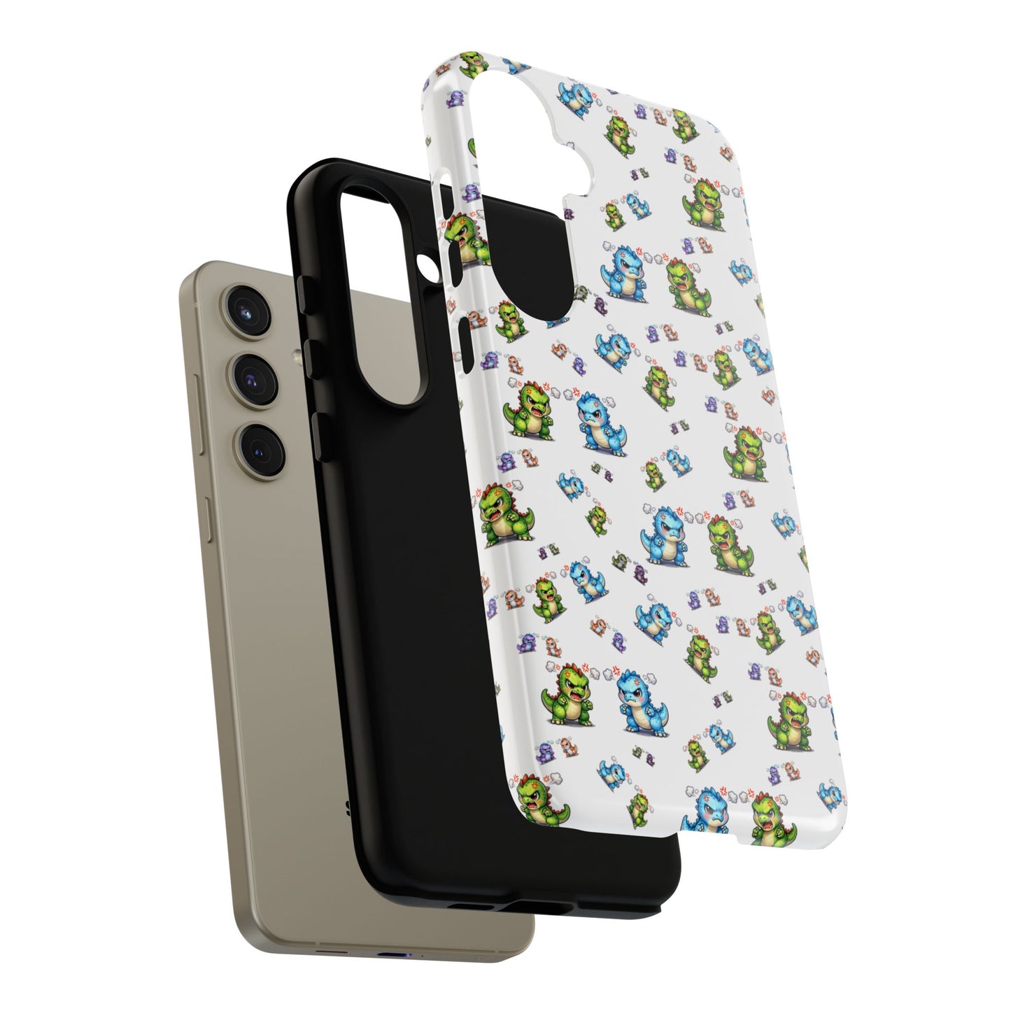 Cute Dino Pattern Phone Case — Playful Cartoon Dinosaur Tough Phone Cover