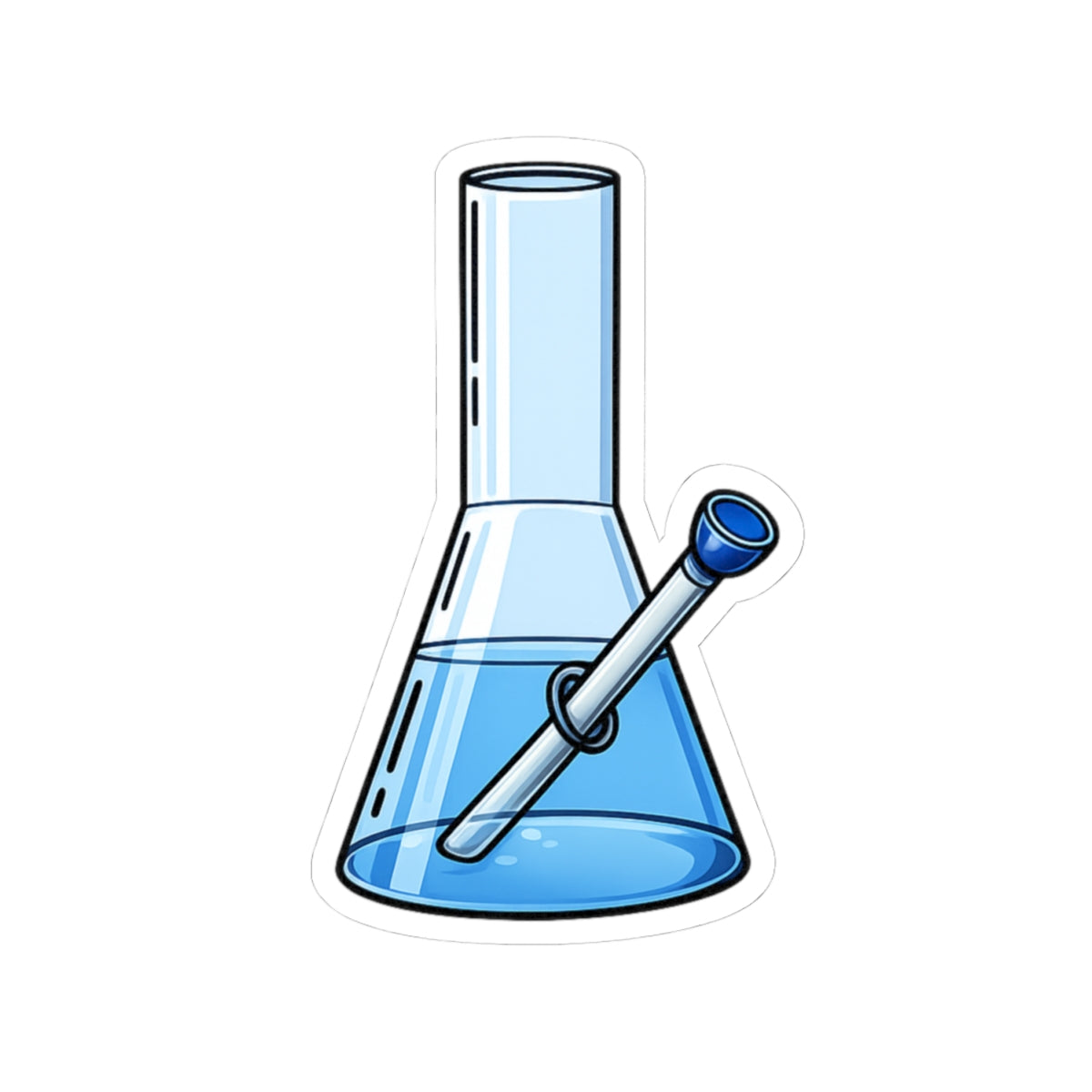 Bong Beaker Kiss-Cut Sticker – Blue Glass Water Pipe Decal for Laptops & Water Bottles