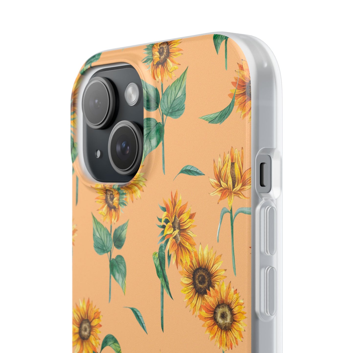 Sunflower Pattern Flexi Case — Floral Phone Case on Peach Background