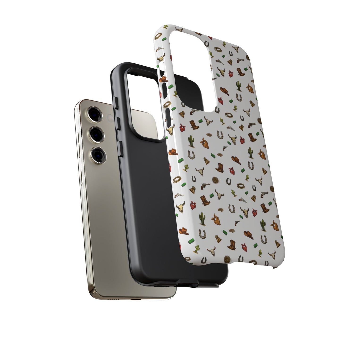 Western Pattern Phone Case — Cowboy Boots, Hats, Horseshoes & Cactus Tough Case